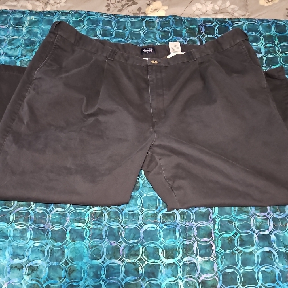 Harbor Bay Men's Dark Gray Chinos, Size 52x28